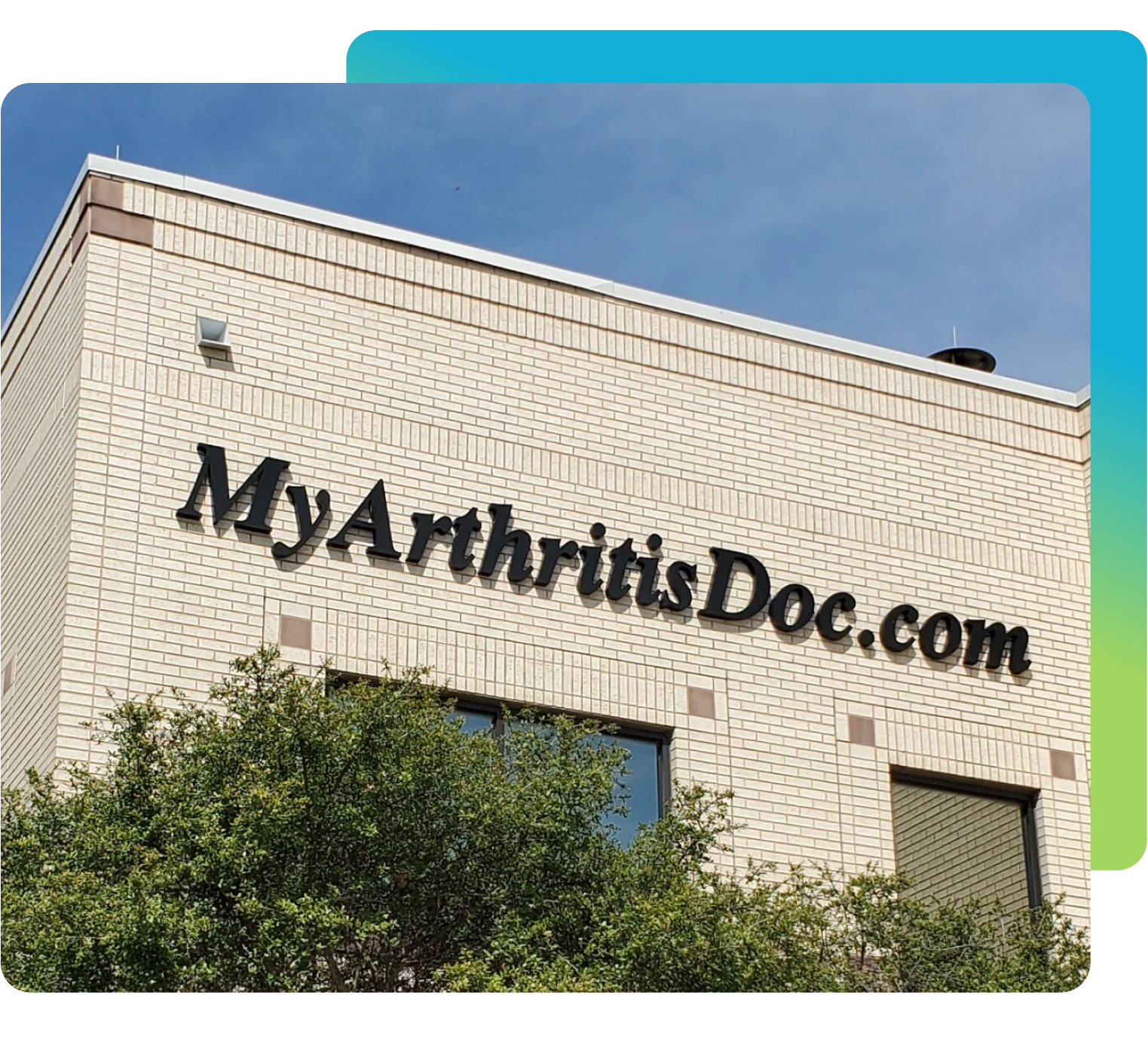 Brick building with MyArthritisDoc.com sign
